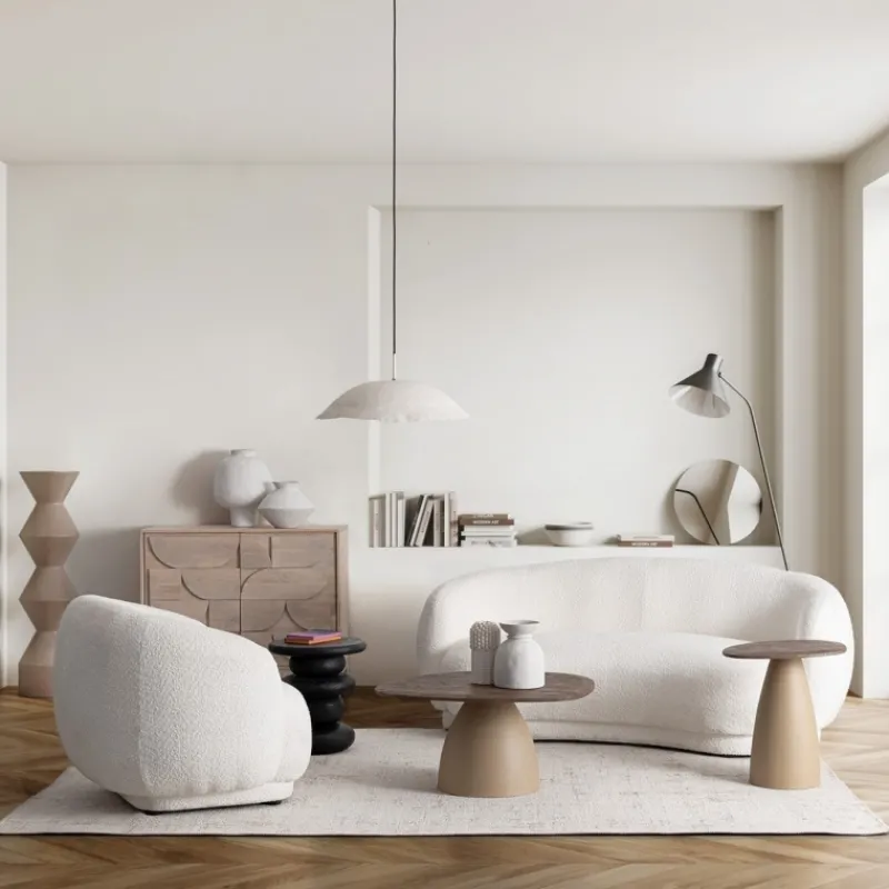 Clearance Bizzotto DIVANO EFFETTO BOUCLE' BIANCO - TECLA