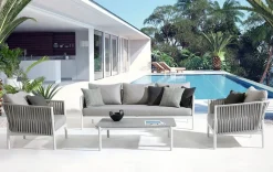 Clearance Bizzotto DIVANO IN CORDA PER ESTERNO BIANCO WG20 - FLORENCIA