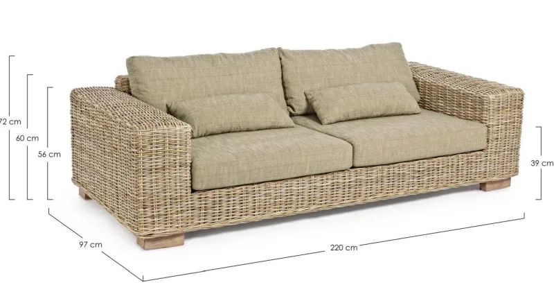 Best Bizzotto DIVANO IN FIBRE NATURALI 4 POSTI - LEANDRO