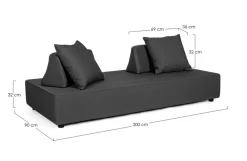 Hot Bizzotto DIVANO IN TESSUTO PER ESTERNO ANTRACITE - PIPER