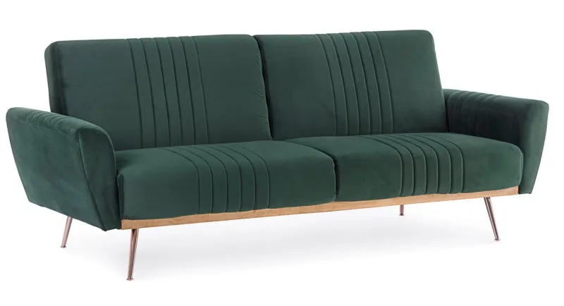Clearance Bizzotto DIVANO LETTO IN VELLUTO VERDE SCURO - JOHNNY