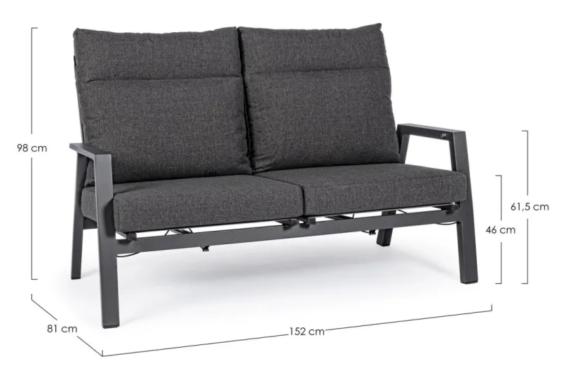 New Bizzotto DIVANO RECLINABILE IN ALLUMINIO ANTRACITE JX55 - KLEDI