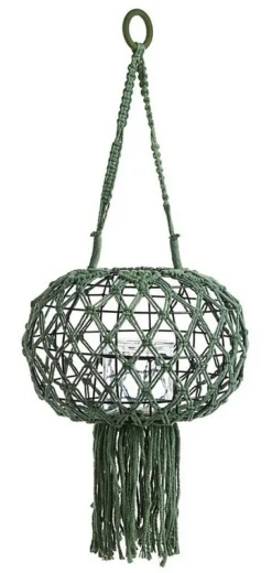 Best Bizzotto LANTERNA SOSPESA MACRAME VERDE H70