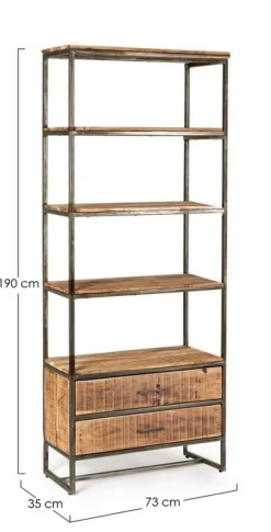 Outlet Bizzotto LIBRERIA IN LEGNO 2 CASSETTI - ELMER