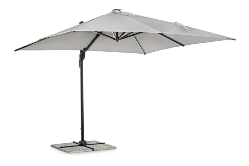 Online Bizzotto OMBRELLONE BRACCIO CON LED IN ALLUMINIO 3X3 ANTRACITE - INES