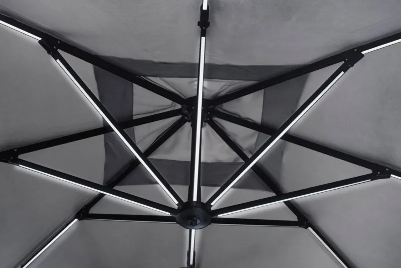 Online Bizzotto OMBRELLONE BRACCIO CON LED IN ALLUMINIO 3X3 ANTRACITE - INES