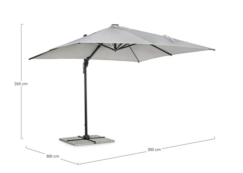 Online Bizzotto OMBRELLONE BRACCIO CON LED IN ALLUMINIO 3X3 ANTRACITE - INES