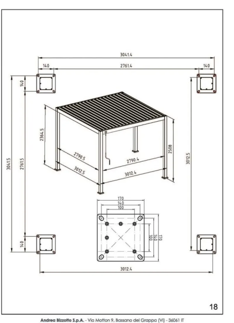 Best Bizzotto PERGOLA OCEAN 3X3 ANTRACITE