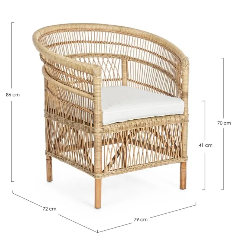 Hot Bizzotto POLTRONA CON CUSCINO IN FIBRE NATURALI - JOSEFINA