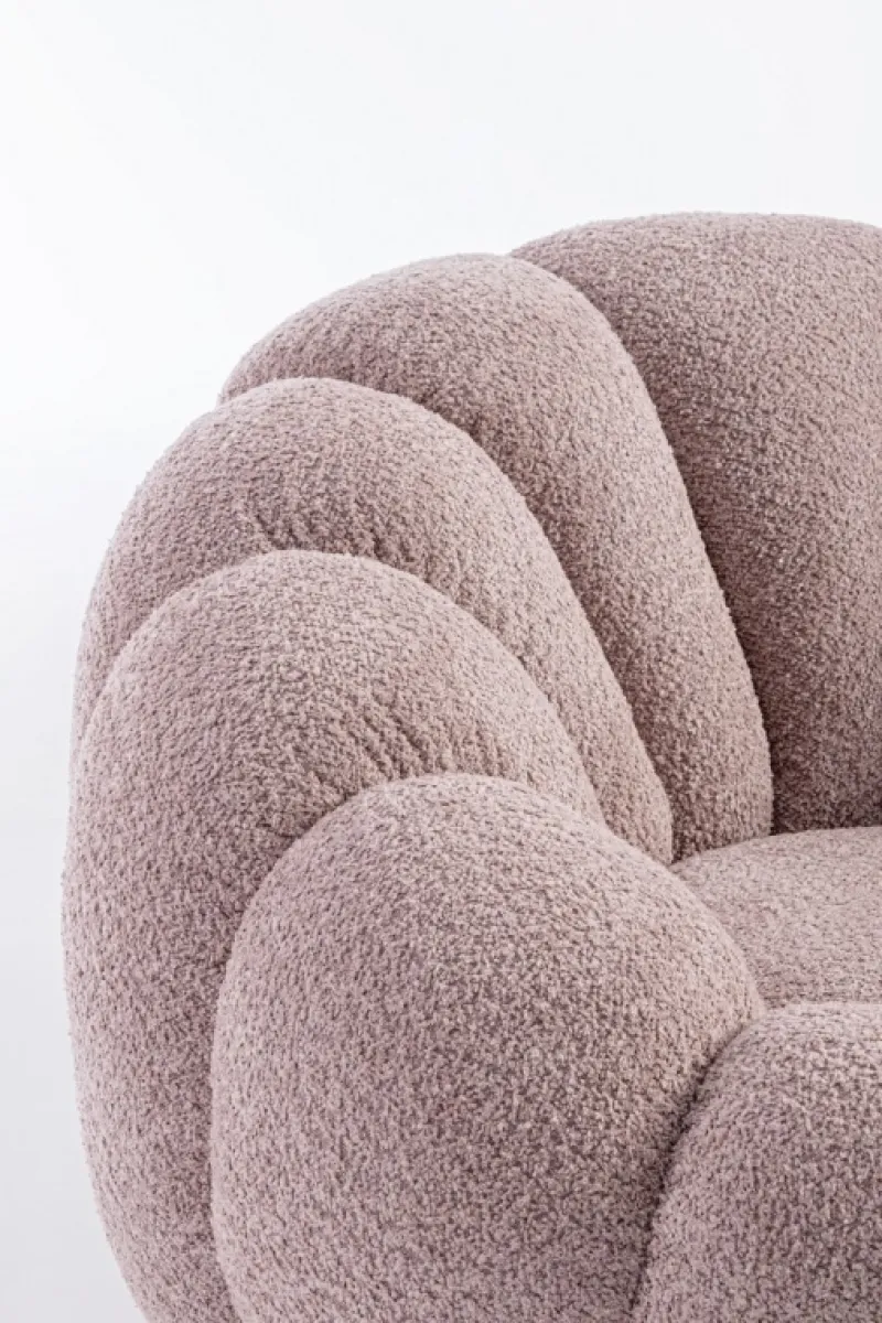 New Bizzotto POLTRONA GIREVOLE EFFETTO BOUCLE' ROSA ANTICO - FLOREL