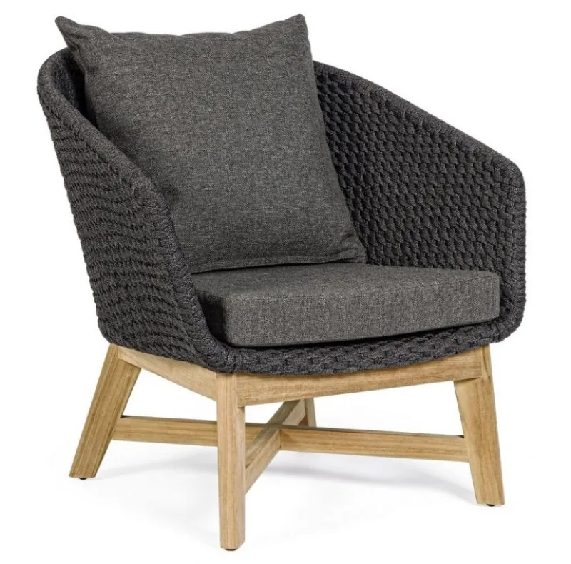 Outlet Bizzotto POLTRONA IN CORDA PER ESTERNO ANTRACITE - COACHELLA