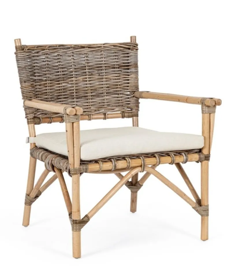 Outlet Bizzotto POLTRONA IN FIBRE NATURALI CON CUSCINO - TARIFA