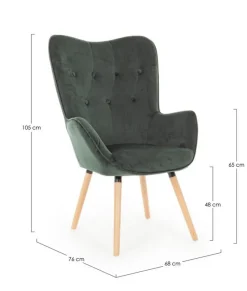 Discount Bizzotto POLTRONA IN VELLUTO VERDE BOSCO - JULIET