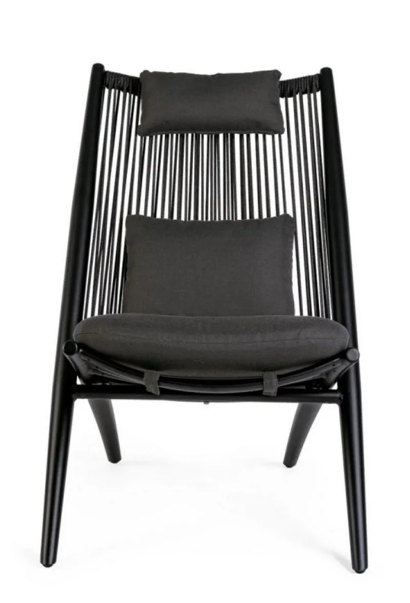 Bizzotto POLTRONA LOUNGE IN CORDA PER ESTERNO NERO XK0Y - ALOHA NEW