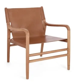 Online Bizzotto POLTRONA LOUNGE IN PELLE COGNAC - CAROLINE