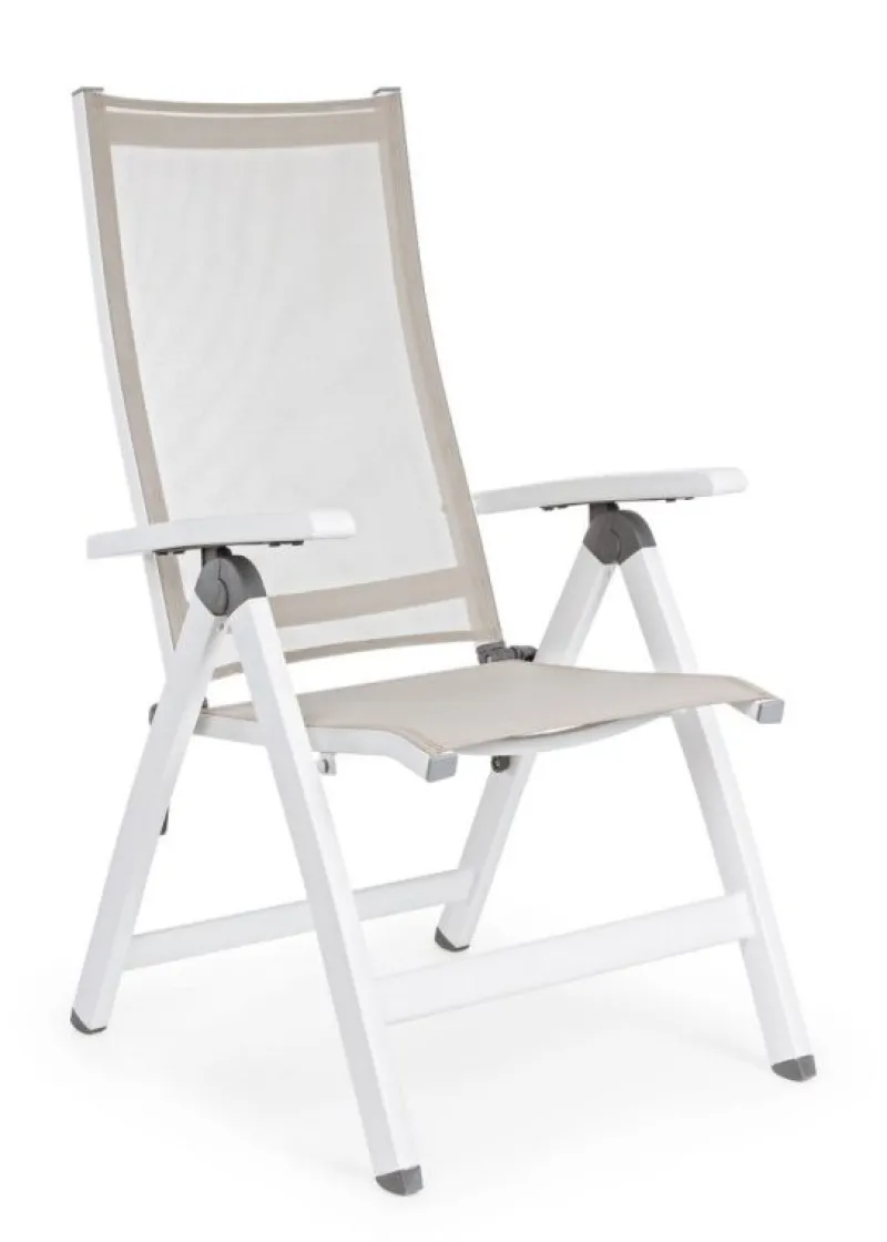 Outlet Bizzotto POLTRONA RECLINABILE IN ALLUMINIO PIEGHEVOLE BIANCA - CRUISE