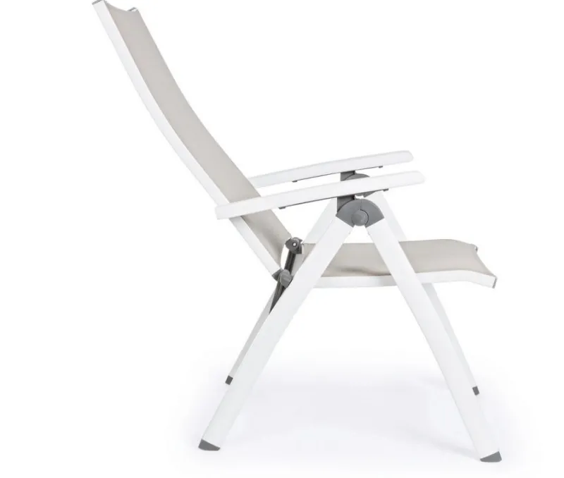 Outlet Bizzotto POLTRONA RECLINABILE IN ALLUMINIO PIEGHEVOLE BIANCA - CRUISE