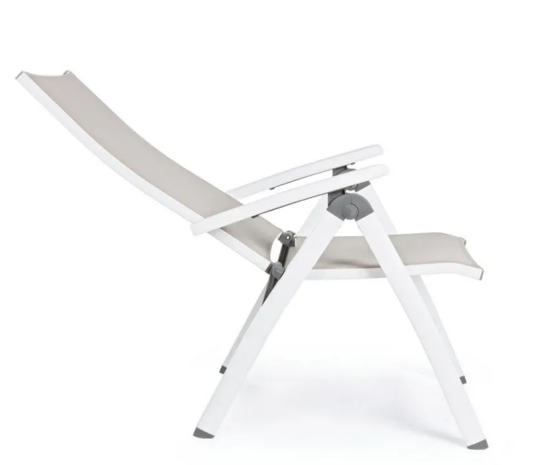 Outlet Bizzotto POLTRONA RECLINABILE IN ALLUMINIO PIEGHEVOLE BIANCA - CRUISE