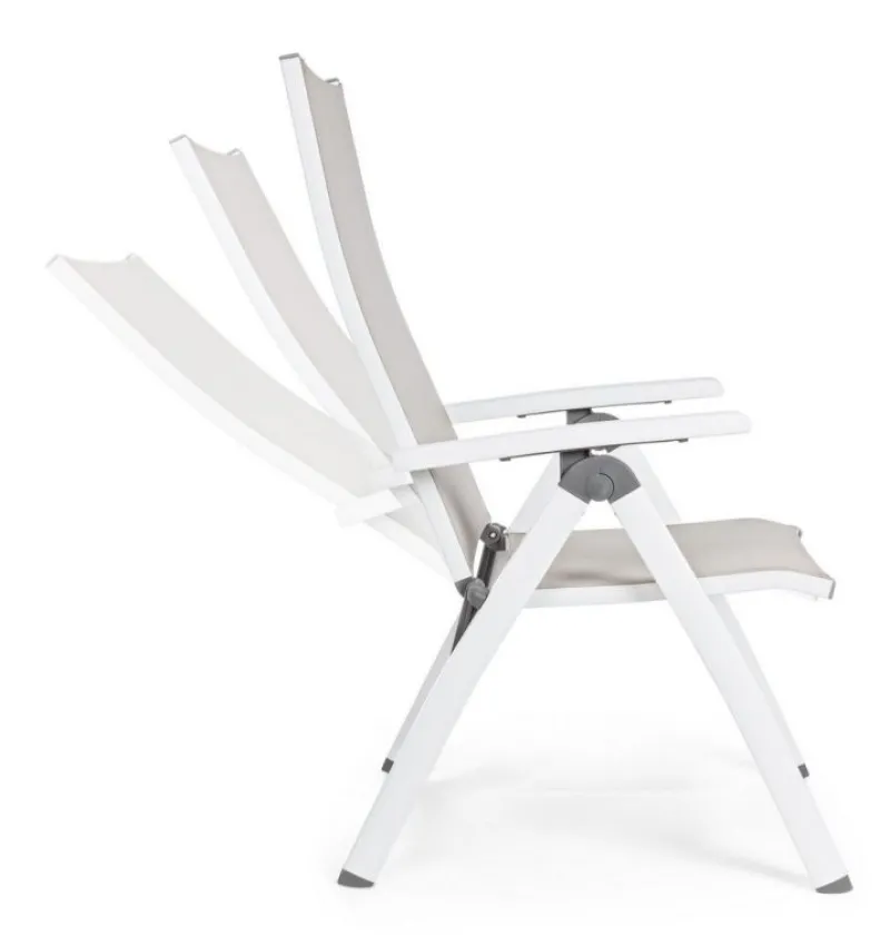 Outlet Bizzotto POLTRONA RECLINABILE IN ALLUMINIO PIEGHEVOLE BIANCA - CRUISE