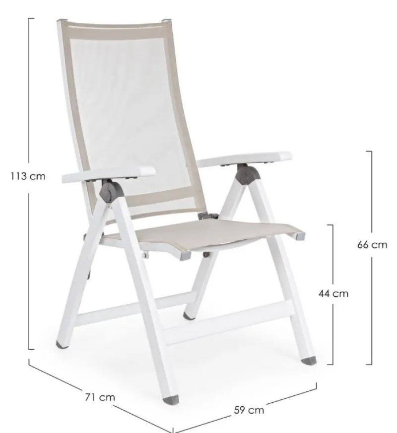 Outlet Bizzotto POLTRONA RECLINABILE IN ALLUMINIO PIEGHEVOLE BIANCA - CRUISE