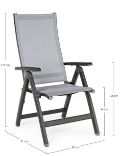 Outlet Bizzotto POLTRONA RECLINABILE IN ALLUMINIO PIEGHEVOLE ANTRACITE - CRUISE