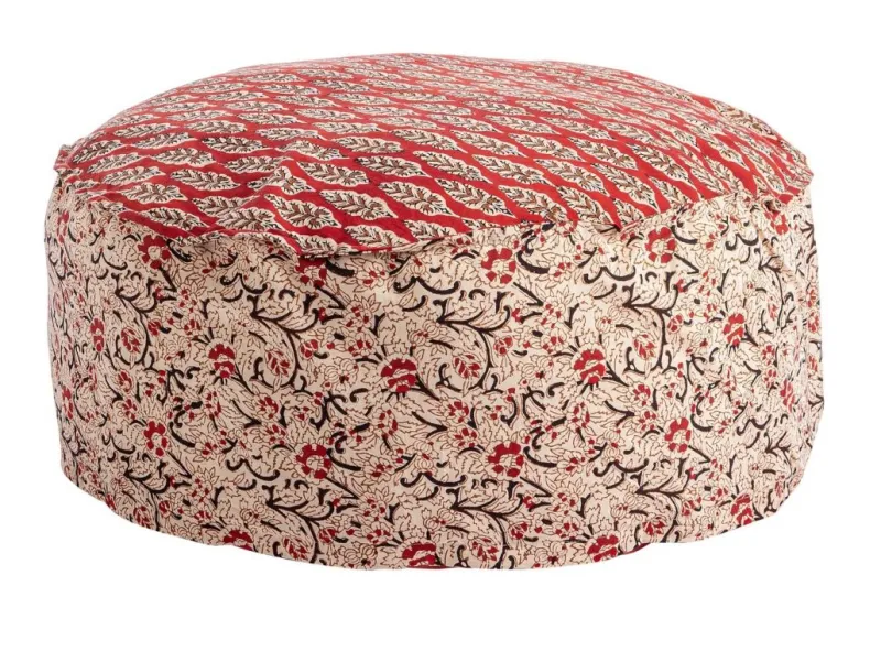 Best Bizzotto POUF LORIENT ROSSO C-FOGLIA-FIORE D65X25