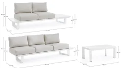 New Bizzotto SALOTTO ANGOLARE IN ALLUMINIO BIANCO CX21 - KONNOR