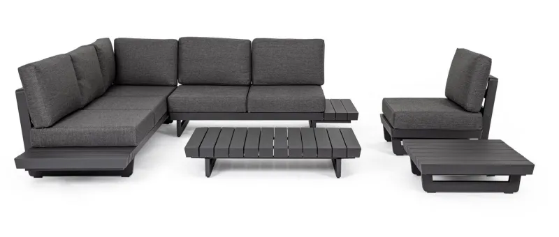 Outlet Bizzotto SALOTTO ANGOLARE IN ALLUMINIO ANTRACITE WG21 - INFINITY