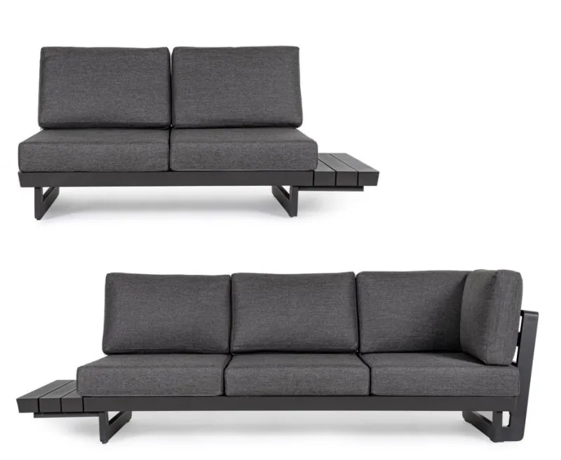 Outlet Bizzotto SALOTTO ANGOLARE IN ALLUMINIO ANTRACITE WG21 - INFINITY