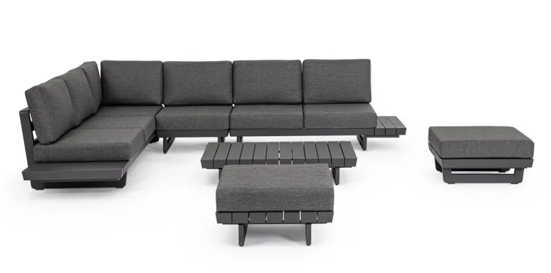 Outlet Bizzotto SALOTTO ANGOLARE IN ALLUMINIO ANTRACITE WG21 - INFINITY