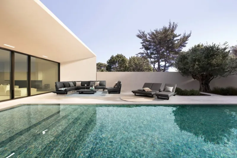 Outlet Bizzotto SALOTTO ANGOLARE IN ALLUMINIO ANTRACITE WG21 - INFINITY