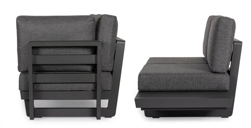 Outlet Bizzotto SALOTTO ANGOLARE IN ALLUMINIO ANTRACITE WG21 - INFINITY