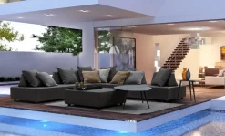 Clearance Bizzotto SALOTTO ANGOLARE IN TESSUTO PER ESTERNO ANTRACITE - PIPER