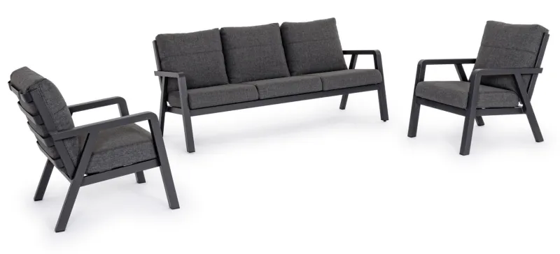 Outlet Bizzotto SALOTTO IN ALLUMINIO ANTRACITE JX55 - TRUMAN