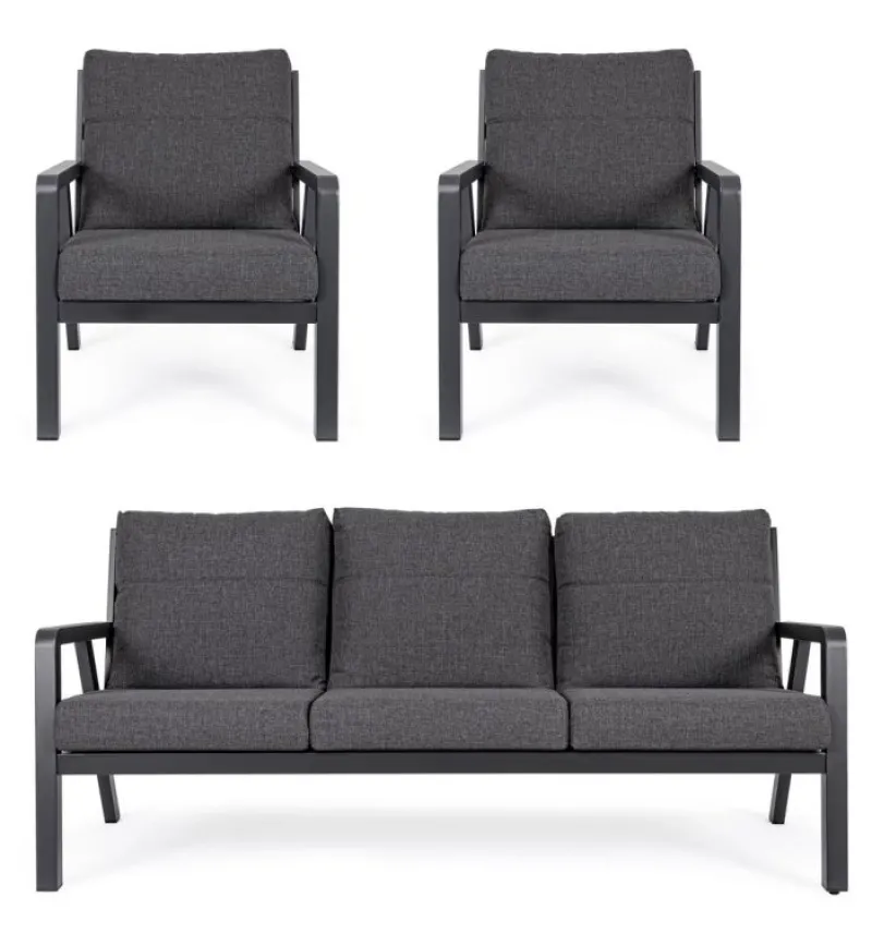 Outlet Bizzotto SALOTTO IN ALLUMINIO ANTRACITE JX55 - TRUMAN