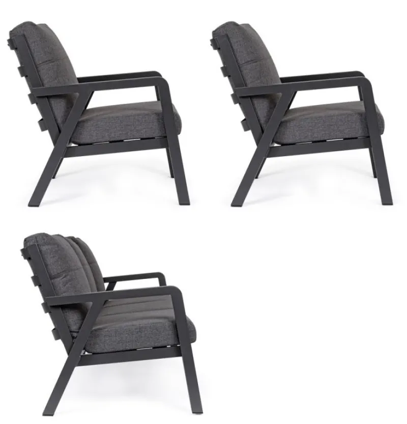 Outlet Bizzotto SALOTTO IN ALLUMINIO ANTRACITE JX55 - TRUMAN