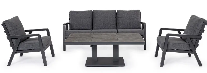 Outlet Bizzotto SALOTTO IN ALLUMINIO ANTRACITE JX55 - TRUMAN