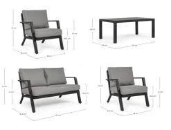 Clearance Bizzotto SALOTTO IN ALLUMINIO ANTRACITE YK13 - HARLEY