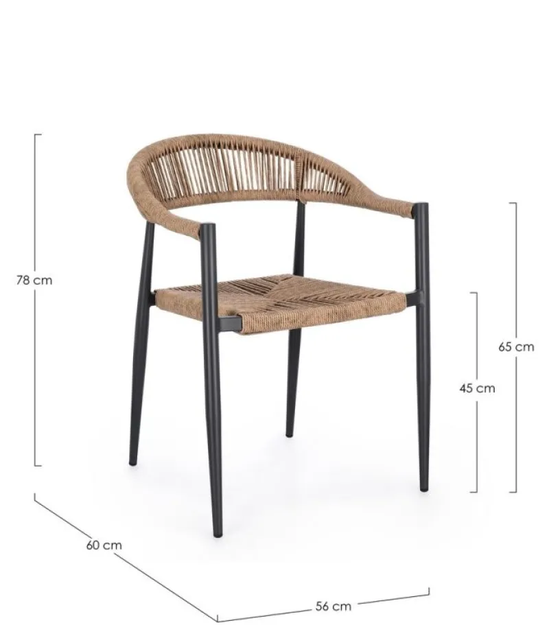 Clearance Bizzotto SEDIA C-BR JANDIA ANTRACITE/NATURAL