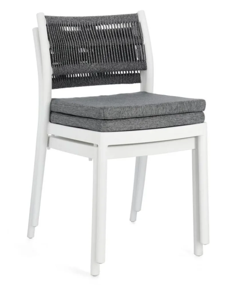 Clearance Bizzotto SEDIA C-C ALVIN BIANCO/GRIGIO SCURO