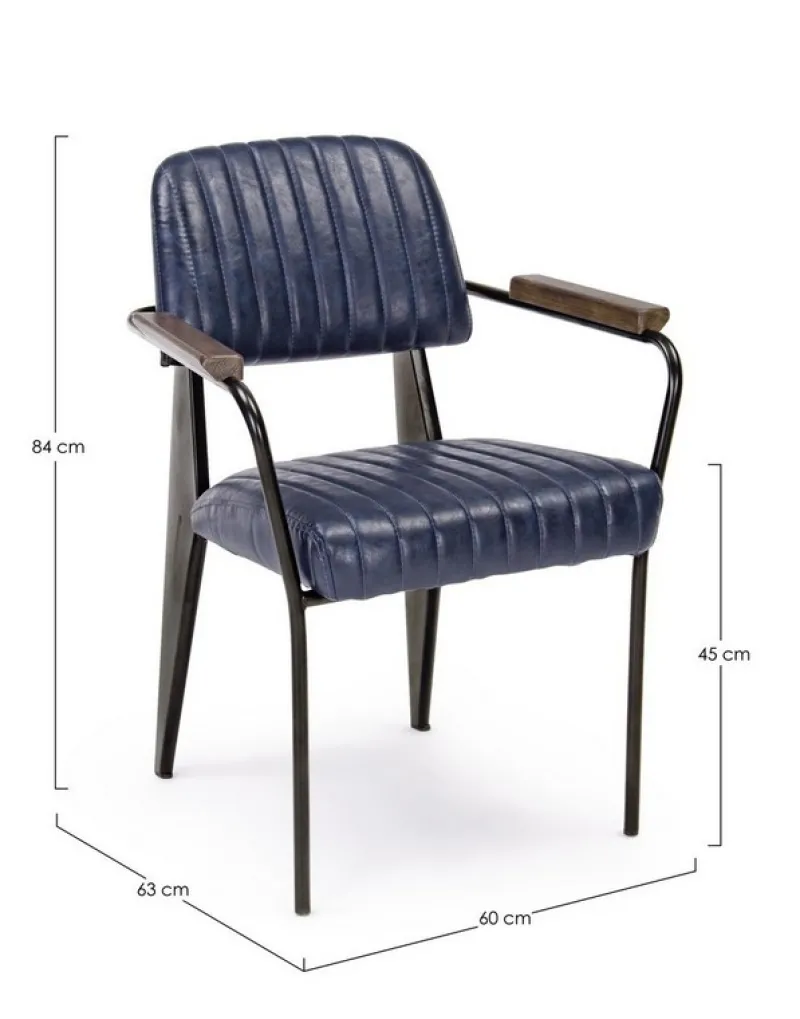 Best Bizzotto SEDIA CON BRACCIOLI IN ECOPELLE BLU - NELLY