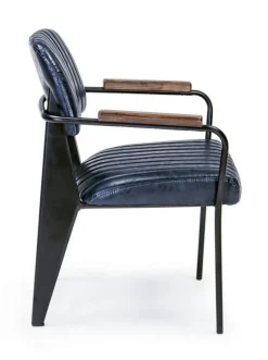 Best Bizzotto SEDIA CON BRACCIOLI IN ECOPELLE BLU - NELLY