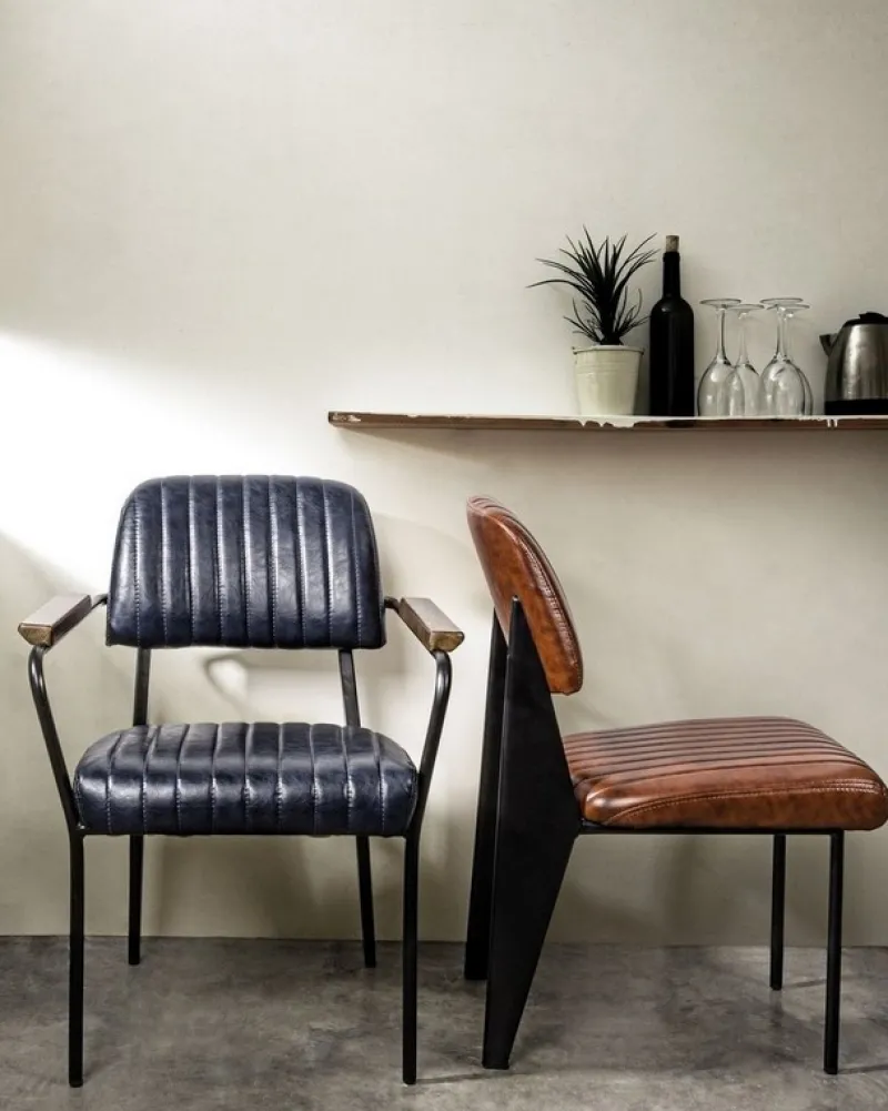 Best Bizzotto SEDIA CON BRACCIOLI IN ECOPELLE BLU - NELLY