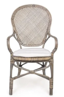 Outlet Bizzotto SEDIA CON BRACCIOLI IN FIBRE NATURALI - EDELINA