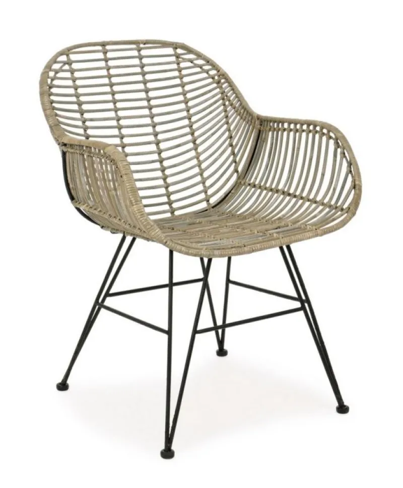 Outlet Bizzotto SEDIA CON BRACCIOLI IN FIBRE NATURALI - RAQUEL