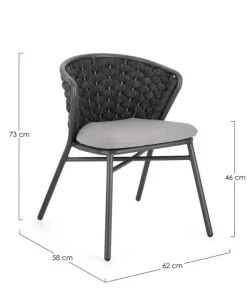 Outlet Bizzotto SEDIA IN ALLUMINIO ANTRACITE QS22/GRAPHITE - HARLOW