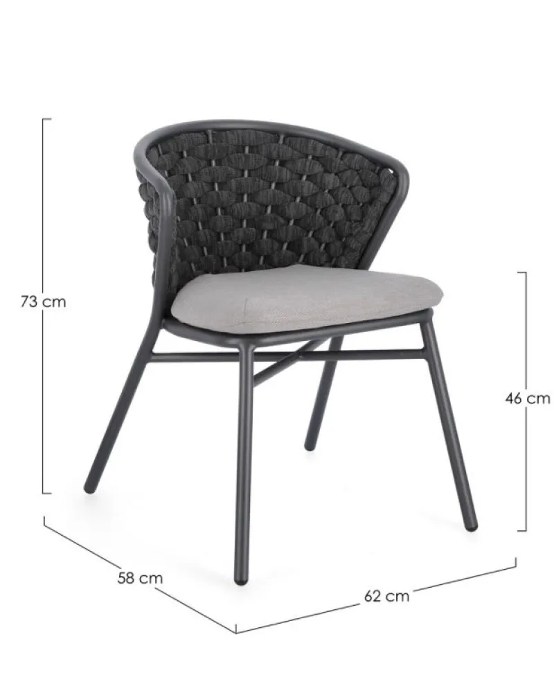 Outlet Bizzotto SEDIA IN ALLUMINIO ANTRACITE QS22/GRAPHITE - HARLOW