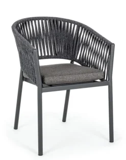 Discount Bizzotto SEDIA IN CORDA PER ESTERNO IMPILABILE ANTRACITE - FLORENCIA