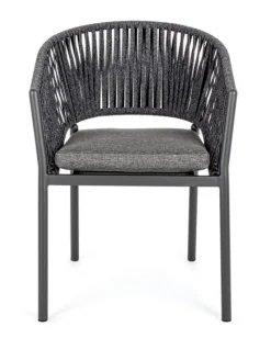Discount Bizzotto SEDIA IN CORDA PER ESTERNO IMPILABILE ANTRACITE - FLORENCIA