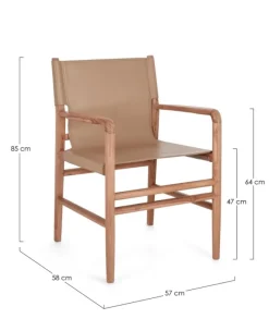 Outlet Bizzotto SEDIA IN PELLE CON BRACCIOLI TORTORA - CAROLINE